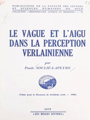 cover image of Le vague et l'aigu dans la perception verlainienne